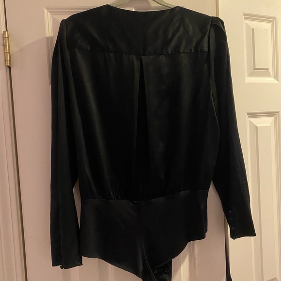 L’Agence Brenda Silk Puff Sleeve Bodysuit Black size XL - Picture 7 of 8